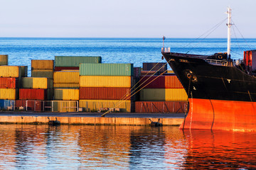 Cargo ship in the harbor