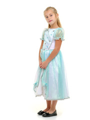 Fototapeta premium Little princess in white dress