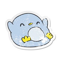 distressed sticker cartoon kawaii of a cute penguin