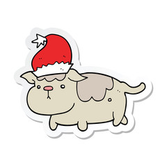sticker of a cute christmas dog