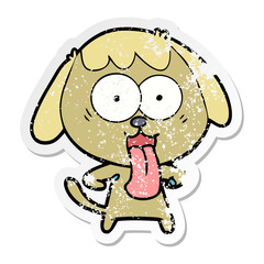 distressed sticker of a cute cartoon dog