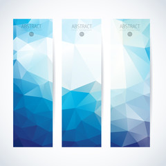 Vector banners set blue triangle background