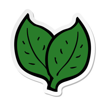 sticker of a cartoon leaf