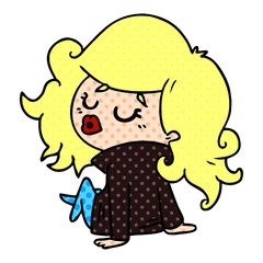 cartoon of cute kawaii girl