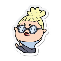 sticker of a cartoon annoyed woman