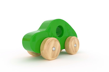 3d rendering isolate toy wooden car model simple shape