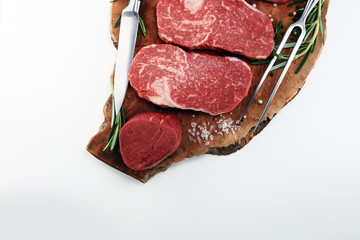 Steak raw. Barbecue Rib Eye Steak, dry Aged Wagyu Entrecote Steak.