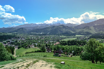 Beautiful spring nature. Fresh air, gentle mountains, warm rays of the sun.