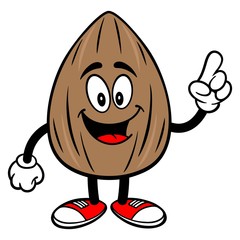 Almond Mascot Pointing - A vector cartoon illustration of a Almond mascot pointing.