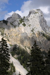 View of Rote Flüh and Gimpel in the Tannheimer mountains, Tirol