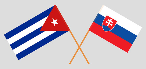 Cuba and Slovakia. The Cuban and Slovakian flags. Official colors. Correct proportion. Vector