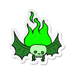 sticker of a cartoon spooky skull bat