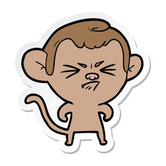 sticker of a cartoon annoyed monkey