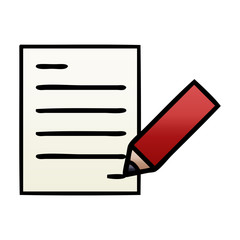 gradient shaded cartoon of writing a document