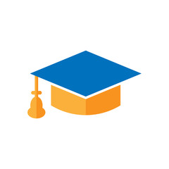 Graduation cap icon in flat style. Education hat vector illustration on white isolated background. University bachelor business concept.