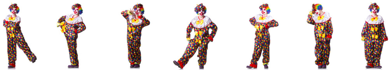 Funny male clown isolated on white 