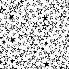 Seamless background of black and white stars