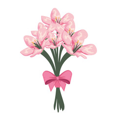Naklejka na ściany i meble beutiful flowers bouquet with bowtie