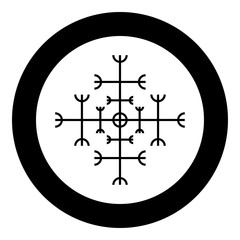 Helm of awe aegishjalmur or egishjalmur galdrastav icon black color vector in circle round illustration flat style image