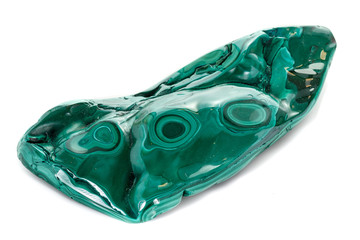 Malachite macro mineral stone on a white background