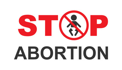 Stop abortion banner icon in flat style. Baby choice vector illustration on white isolated background. Human rights business concept.