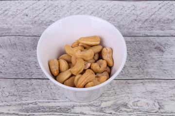 Cashew nuts heap in the bowl