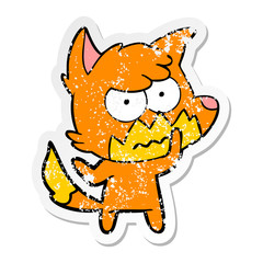 distressed sticker of a cartoon annoyed fox