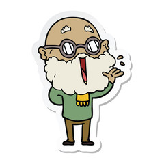 Obraz premium sticker of a cartoon joyful man with beard