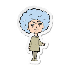 sticker of a cartoon old lady