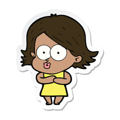 sticker of a cartoon girl pouting