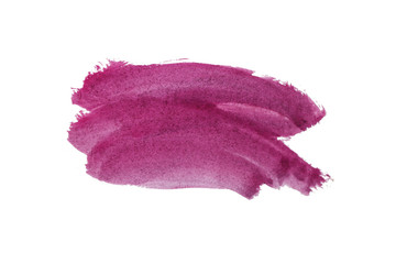 Abstract watercolor spot on white textured paper. Isolated. Hand-drawn background. Aquarelle brush stains on paper. For design, web, card, text, decoration, surfaces. Copy Space.