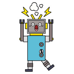 cute cartoon malfunctioning robot