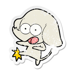 distressed sticker of a cute cartoon elephant