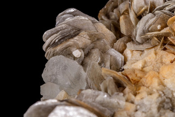macro mineral stone Topaz on a black background