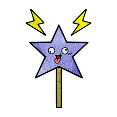 retro grunge texture cartoon magic wand