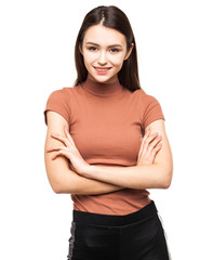 Fototapeta premium Happy beautiful brunette woman