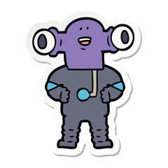 sticker of a friendly cartoon alien