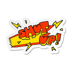 sticker of a cartoon shut up symbol