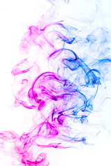 Colored smoke on white background