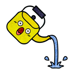 retro grunge texture cartoon pouring kettle