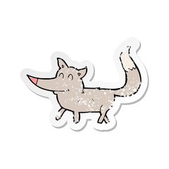 retro distressed sticker of a cartoon little wolf