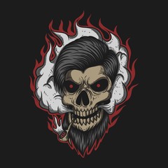 Skull Man Smoke Vector illustration