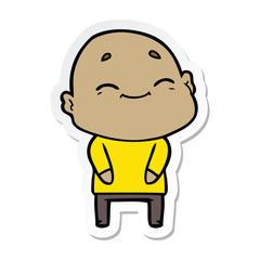 sticker of a happy cartoon bald man