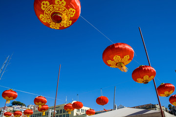 Fototapeta na wymiar chinese lantern on a background of blue sky