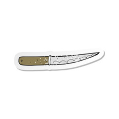 retro distressed sticker of a cartoon kitchen knife