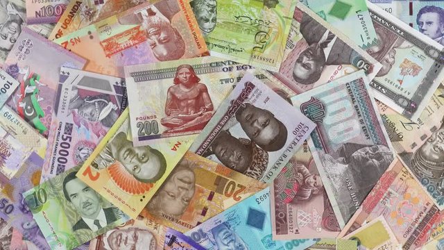 Africa currency notes rotating. African money, trade, economy, market. 4K stock video footage