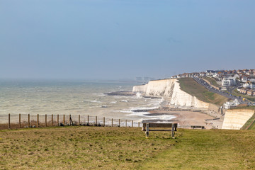 Fototapeta premium Looking out over chalk cliffs on the Sussex coast, near Saltdean