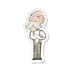 retro distressed sticker of a cartoon angry old man