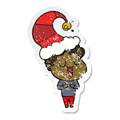 distressed sticker of a laughing cartoon man