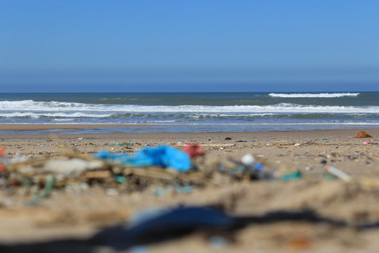 Plastic contamination, Polluted beach, Carbon footprint!